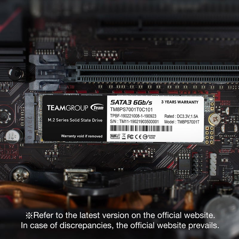 TEAMGROUP MS30 1TB with SLC Cache 3D NAND TLC M.2 2280 SATA III 6Gb/s Internal Solid State Drive SSD (Read/Write Speed up to 530/480 MB/s) Compatible with Laptop & PC Desktop TM8PS7001T0C101 - Image 2